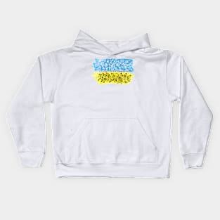 Stand with Ukraine. Ukrainian flag with flowers. Kids Hoodie